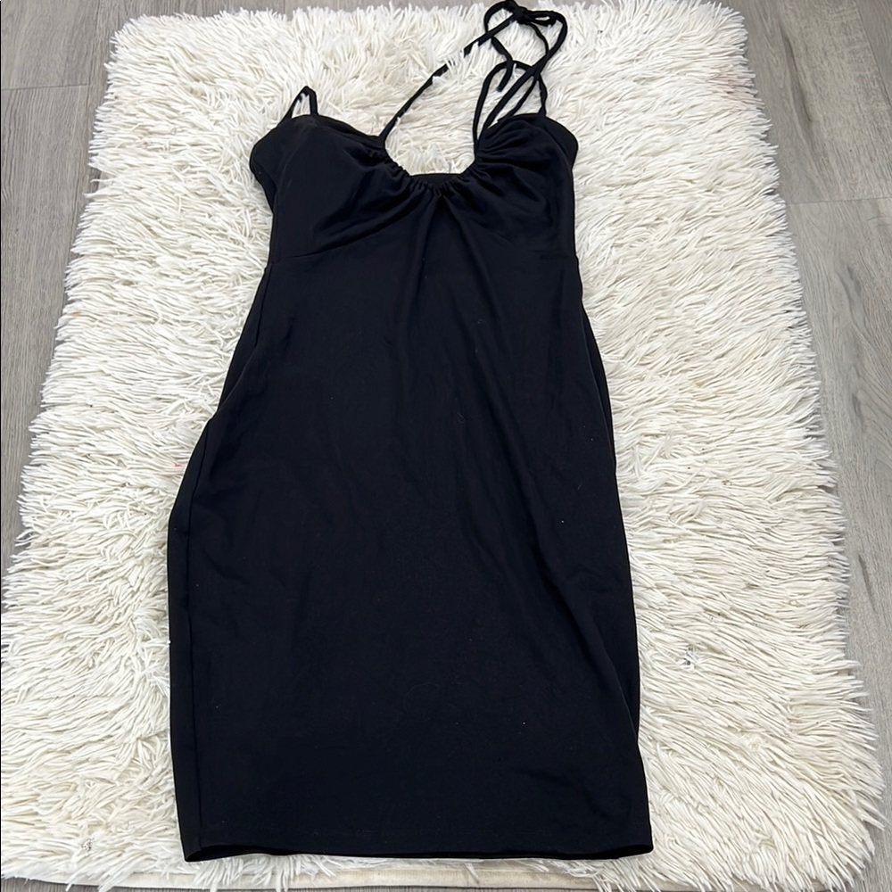 Susana Monaco U Gathered Double String Dress knee length black - Picture 2 of 6